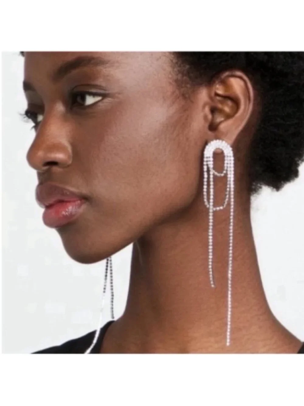 New! Rhinestone Loop Drop Earrings (1045) NWOT